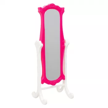 LEAN TOYS Lėlių Baldų Rinkinys Spinta Veidrodis Pakabos Rožinė