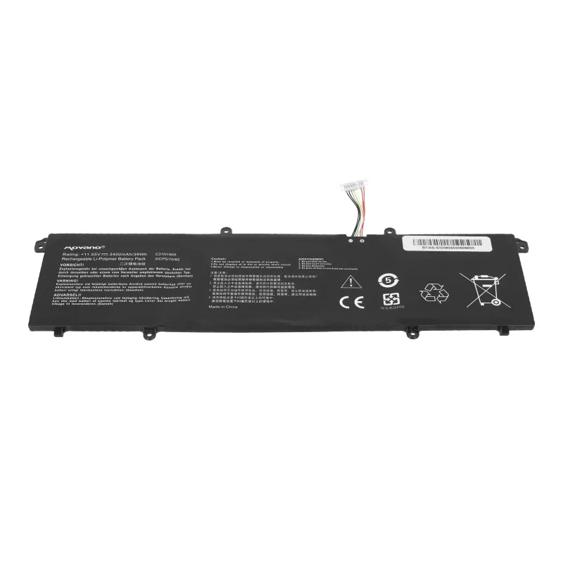 MOVANO akumuliatorius C31N1905, skirtas ASUS VivoBook S14 M433 S433 S433FL S15 S533 S533EQ – 3400 mAh (39 Wh)