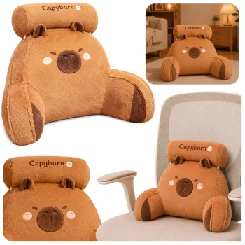 LEAN TOYS Atlošo Pagalvė Kėdei ir Lovai Capybara Ruda 60 x 40 cm