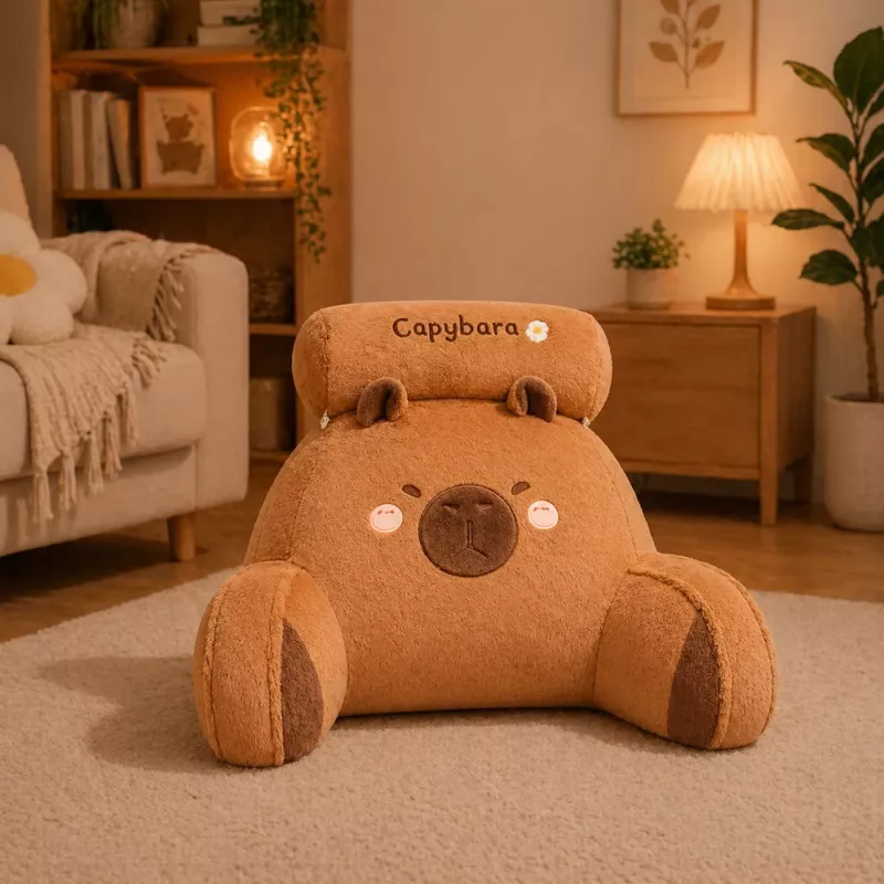 LEAN TOYS Atlošo Pagalvė Kėdei ir Lovai Capybara Ruda 60 x 40 cm