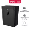 DELI ET014 kryžminio pjovimo popieriaus smulkintuvas, 10 lapų, P-4 saugumas, 21L krepšelis, juodas