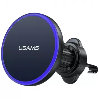 USAMS Magnetinis laikiklis automobilio ventiliacijos grotelėms išmaniesiems telefonams, 360° sukimas, juodas
