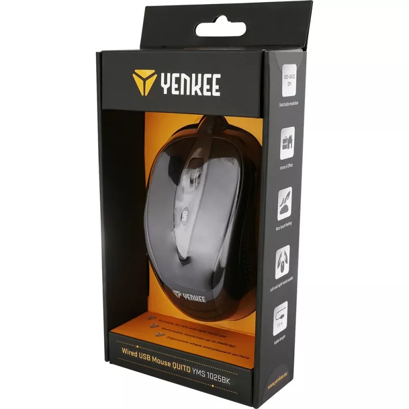 YENKEE YMS 1025 BK QUITO USB laidas pele, optinė, 1000 DPI, 4 mygtukai, juoda