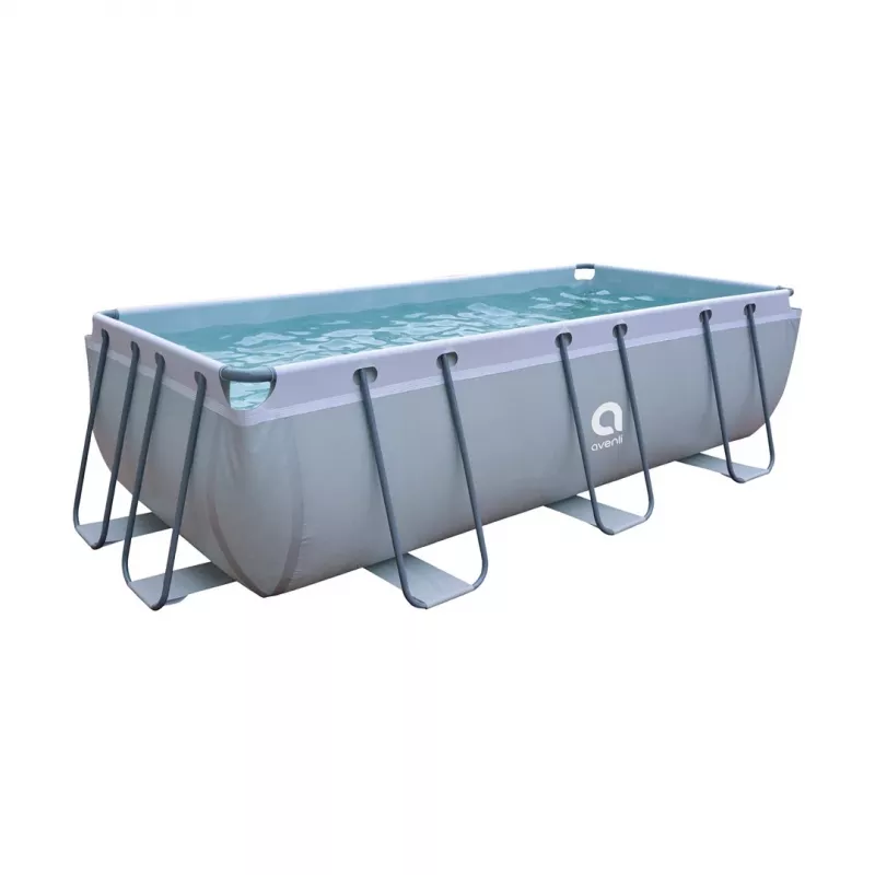 AVENLI Rėminis Baseinas 400x200x99 cm Stačiakampis Antžeminis Baseinas su Filtravimo Siurbliu, Kopėčiomis, Dangčiu ir Paklotu