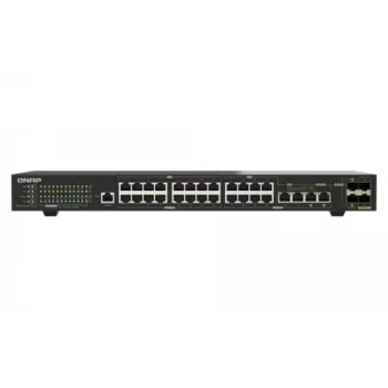 QNAP QSW-M2130P-2C2S26T 26 prievadų 2.5GbE PoE++ valdomas Layer 2 stelažinis komutatorius su 2x 10GbE SFP+ ir 2x 10GbE kombinuotais prievadais, 370W PoE biudžetas