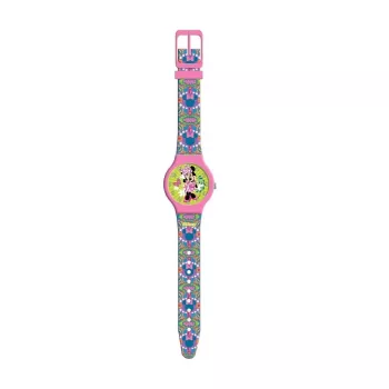 PULIO analoginis laikrodis skardinėje dėžutėje - Disney Minnie Mouse, rožinis PU odos dirželis, kvarcinis mechanizmas, 30mm metalo lydinio korpusas, atsparus purslams, mergaitėms nuo 6 metų