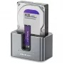 Qoltec 2in1 HDD SSD prijungimo stotelė SATA M.2 NVMe su klonavimu, USB-C 3.2 Gen 2, 10Gbps, iki 28TB, aliuminio