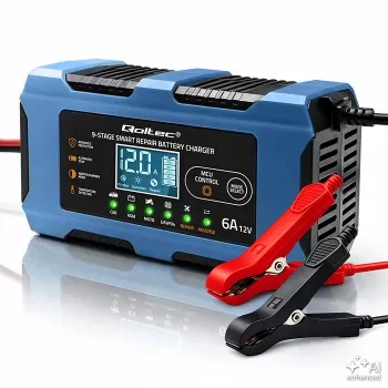 Qoltec 52669 12V 6A išmanusis akumuliatoriaus įkroviklis su atkūrimo funkcija AGM, GEL, LiFePO4