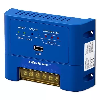 QOLTEC MPPT 15A saulės įkrovimo valdiklis 12V/24V LiFePO4, Gel, AGM, Flooded, Sealed Lead-Acid su LCD ir RS485