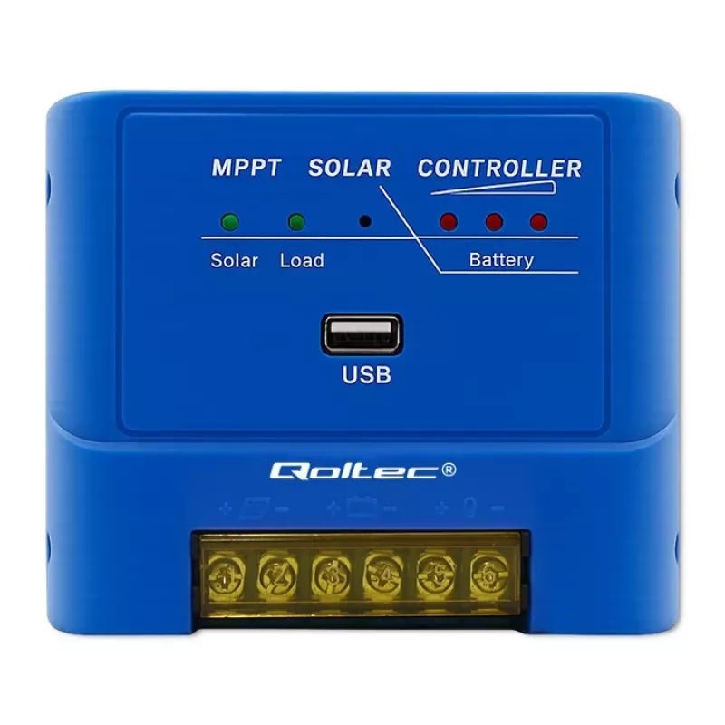 QOLTEC MPPT 15A saulės įkrovimo valdiklis 12V/24V LiFePO4, Gel, AGM, Flooded, Sealed Lead-Acid su LCD ir RS485