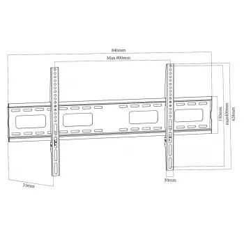 MACLEAN MC-420 fiksuotas TV laikiklis sienai 43-120 colių ekranams, 120 kg, VESA iki 900x600, juodas