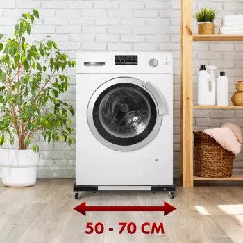 MACLEAN Mobile Washing Machine Base MC-118 B, reguliuojamas 450-700 mm, 200 kg apkrova, 4 fiksuojami ratukai, juoda