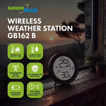 GREENBLUE GB162 B belaidė meteorologijos stotelė