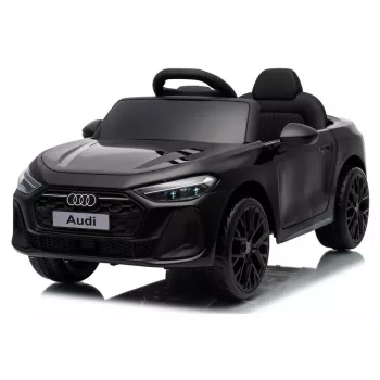 LEAN CARS Audi A5L HL788 juodas 12V elektrinis automobilis vaikams su nuotolinio valdymo pultu, LED žibintais, MP3, EVA putplasčio ratais, eko-odos sėdyne, 30 kg maksimali apkrova, 3-8 metų