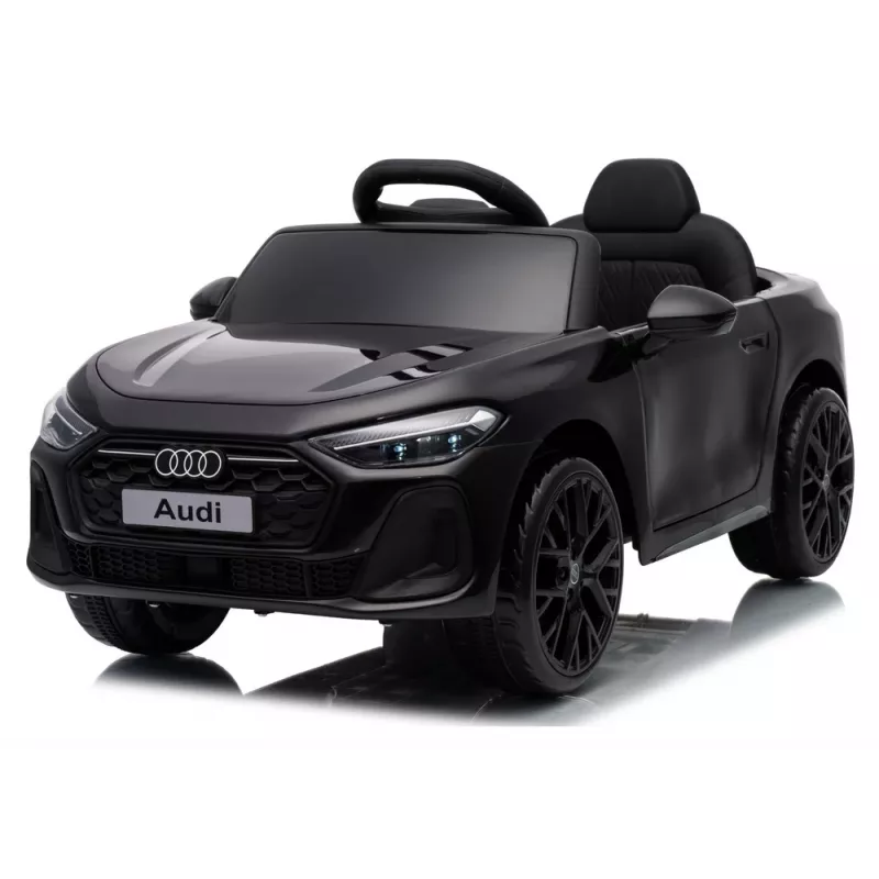 LEAN CARS Audi A5L HL788 juodas 12V elektrinis automobilis vaikams su nuotolinio valdymo pultu, LED žibintais, MP3, EVA putplasčio ratais, eko-odos sėdyne, 30 kg maksimali apkrova, 3-8 metų