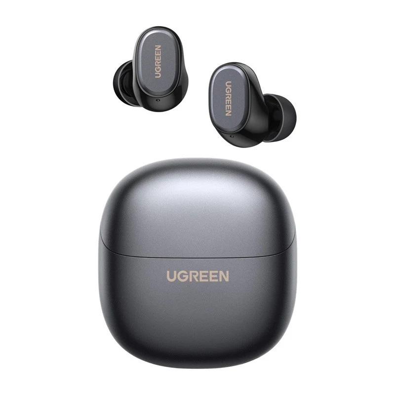 UGREEN WS220 TWS True Wireless Bluetooth 5.0 ausinės su įkrovimo dėklu, jutikliniais valdymais, IPX4 atsparumu vandeniui, įmontuotu mikrofonu, 16h bendra baterijos veikimo trukme - juodos