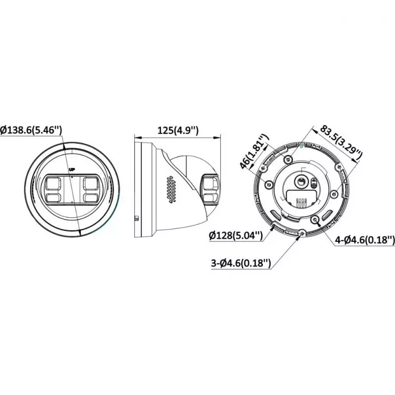 Hikvision DS-2CD2387G3P-LIS2UY/SL(180°)/O-STD 8 MP panoraminis tinklo fotoaparatas, juodas