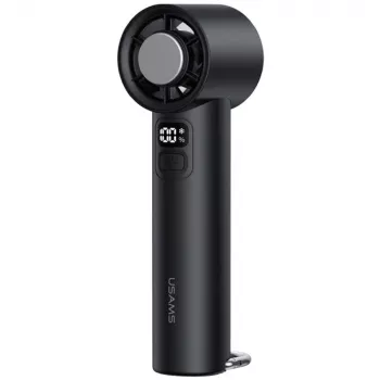 USAMS Ice-Cooling nešiojamas ventiliatorius 2000mAh juodas - puslaidininkinis aušinimo ventiliatorius su USB-C, 3 greičiais, nuimamu pagrindu