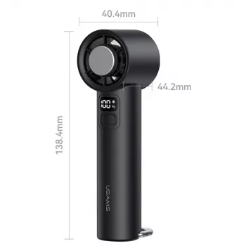 USAMS Ice-Cooling nešiojamas ventiliatorius 2000mAh juodas - puslaidininkinis aušinimo ventiliatorius su USB-C, 3 greičiais, nuimamu pagrindu