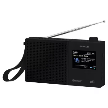 SENCOR SRD 7790B DAB+ radijas su FM, Bluetooth, USB, 2,4 colio LCD ekranu, įkraunama baterija