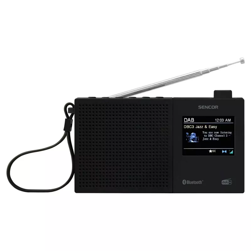 SENCOR SRD 7790B DAB+ radijas su FM, Bluetooth, USB, 2,4 colio LCD ekranu, įkraunama baterija
