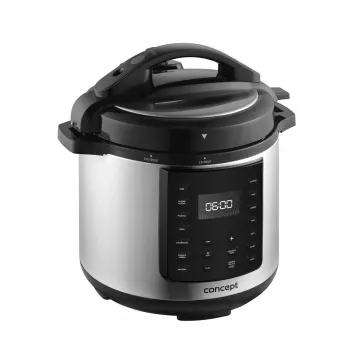CONCEPT CK8001 daugiafunkcis puodas, 5 l, 900 W, 10 programų, LED, nelipni keraminė talpa, atidėtas startas, palaikoma šiluma, juodos/sidabrinės spalvos