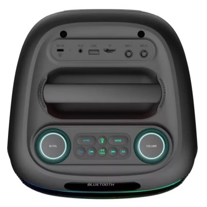 DENVER BPS-170 400W Bluetooth vakarėlių garsiakalbis su RGB šviesomis, TWS, karaoke, FM radiju, USB/SD/AUX/Mic įvestimis