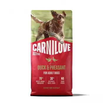 CARNILOVE ACTIVE sausas šunų maistas su antiena ir fazanu suaugusiems visų veislių šunims 12 kg