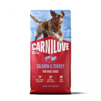 CARNILOVE ACTIVE šunų sausas ėdalas su lašiša ir kalakutu suaugusiems visų veislių šunims 12 kg