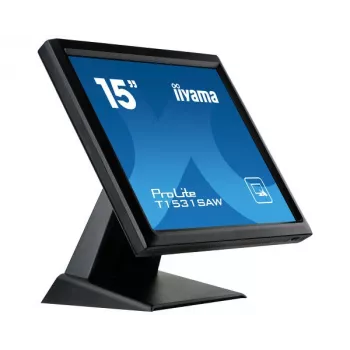 Iiyama ProLite T1531SAW-B5 15 colių XGA varžinis liečiamasis LED monitorius, 4:3, DVI-D/VGA, USB, garsiakalbiai, IP54 priekis, VESA, juodas