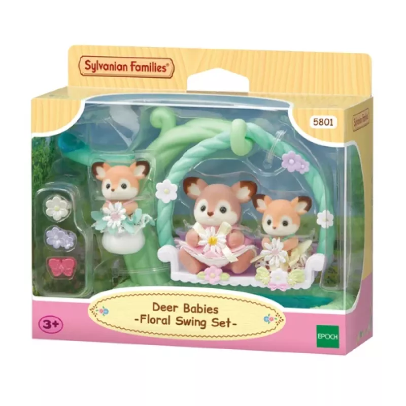 Sylvanian Families Fawn Babies su gėlių sūpynėmis žaidimų rinkinys
