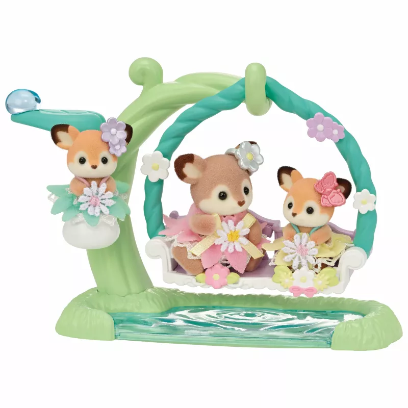 Sylvanian Families Fawn Babies su gėlių sūpynėmis žaidimų rinkinys