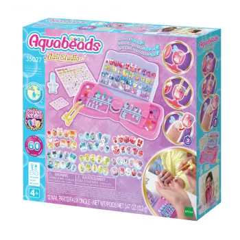 EPOCH Aquabeads Nail Studio pradinis rinkinys – vandens aktyvuojami karoliukai nagų menui, daugiau nei 100 dizainų, daugkartiniai nagai, be klijų, nuo 4 metų