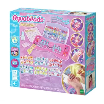 EPOCH Aquabeads Nail Studio pradinis rinkinys – vandens aktyvuojami karoliukai nagų menui, daugiau nei 100 dizainų, daugkartiniai nagai, be klijų, nuo 4 metų