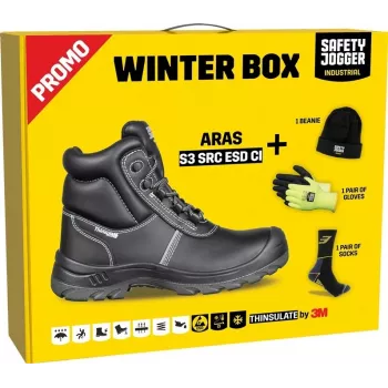 ARAS Winter Box dovanų rinkinys su Bluetooth garsiakalbiu, 5000 mAh power bank, universaliu įkrovimo laidu ir automobiliniu įkrovikliu