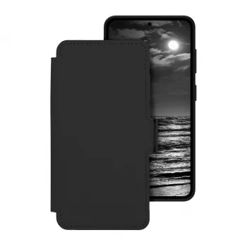 dbramante1928 Lynge ICON atverčiamas dėklas Samsung Galaxy S26 – MagSafe suderinamas, natūralios odos, Midnight
