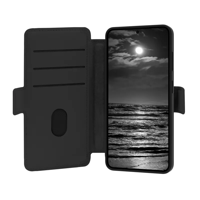 dbramante1928 Lynge ICON atverčiamas dėklas Samsung Galaxy S26 – MagSafe suderinamas, natūralios odos, Midnight