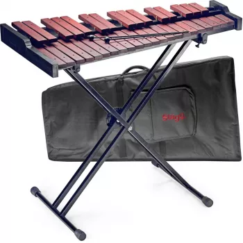 Stagg XYLO-SET-37 37 natų ksilofonas su stovu, dėklu ir plaktukais – F5-F8, Fibrasynth juostos, aliuminio rezonatoriai