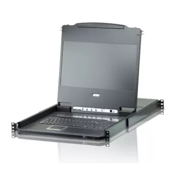 ATEN CL6708MW 19 colių Full HD DVI-D 8 prievadų stelažinis LCD KVM konsolė, 1U, juoda