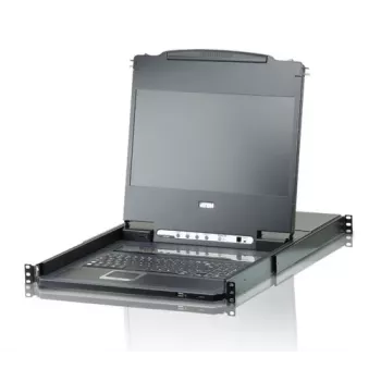 ATEN CL6708MW 19 colių Full HD DVI-D 8 prievadų stelažinis LCD KVM konsolė, 1U, juoda