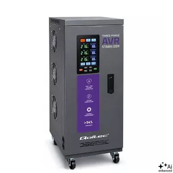Qoltec trifazis įtampos stabilizatorius AVR MULTIPROTECTION 10kVA ±3% Servomotor 3F LCD Expert Line