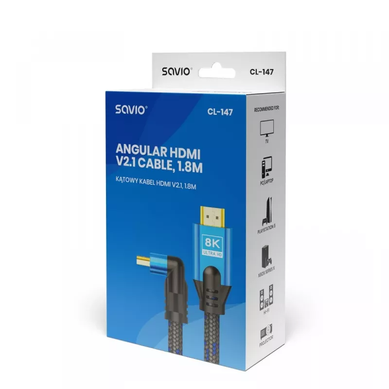 SAVIO CL-147 HDMI 2.1 laidas 8K 48Gbps Ultra High Speed