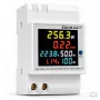 Qoltec 50977 vienfazis 6-in-1 DIN bėgio energijos skaitiklis su 100A srovės transformatoriumi, 230V, LCD, impulsų išėjimu