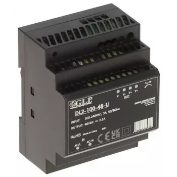 GLP perjungiamasis maitinimo šaltinis DL2-100-48-U | 100,8W 48V DIN bėgio pramoninis PSU