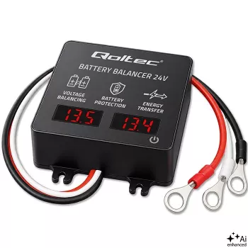 Qoltec 24V akumuliatorių balansuoklis 2 x 12V baterijoms | 5A | AGM GEL LiFePO4 | LED