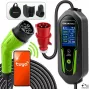 Qoltec 53181 Type 2 EV įkroviklis su reguliuojama srove, 7 kW, 230 V, CEE 32 A, Wi-Fi, Tuya Smart Life, LCD, 5 m laidas