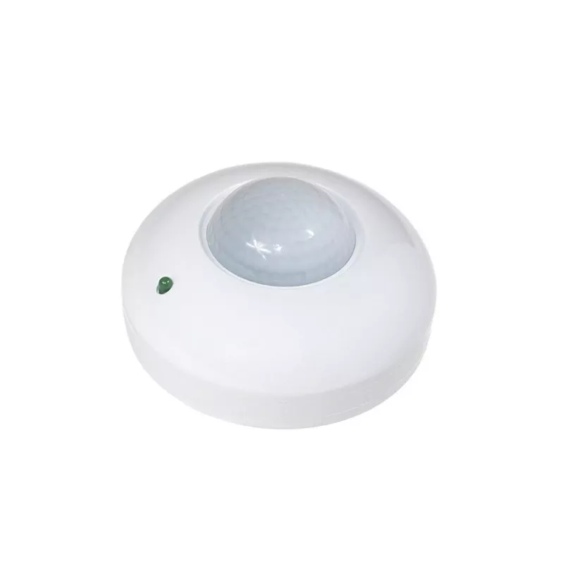 MACLEAN MCE19 lubinis PIR judesio jutiklis – 360° aptikimas, 1200W kaitrinių / 300W LED apkrova, reguliuojamas laikas ir šviesumas, baltas