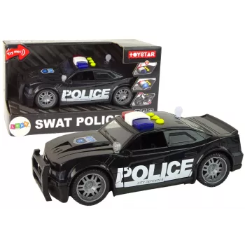 LEAN TOYS policijos automobilis 1:14 RC su šviesomis ir garsu, juodas