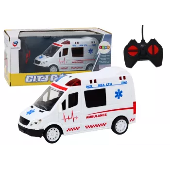 LEAN TOYS 1:16 RC Ambulans su šviesomis ir garsais - Baltas
