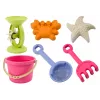 LEAN TOYS smėlio žaidimų rinkinys - kibirėlis, malūnėlis, sietelis, 3 pastelinės formelės (6 vnt.)